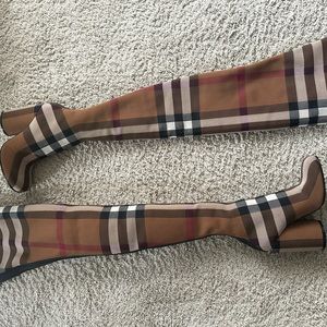 Knitted Check Over-the-knee Sock Boots